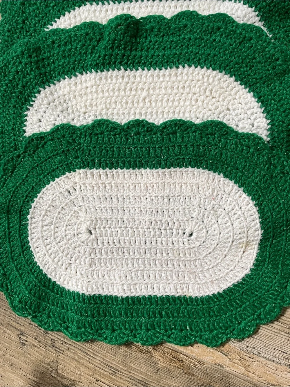 Green and Cream Handmade Crochet Placemats — Set of 4